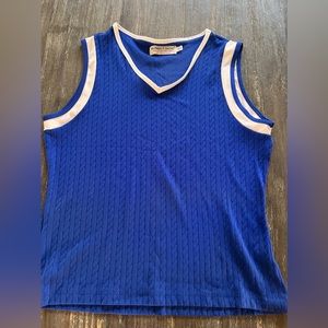 WIMBLEDON the all England tennis and croquet club. Royal blue tennis top. Sz M